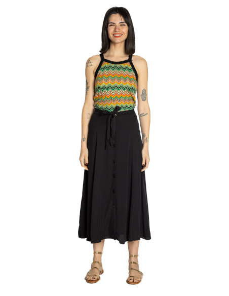 falda midi negra tejido fluido judy king louie sommes demode zaragoza