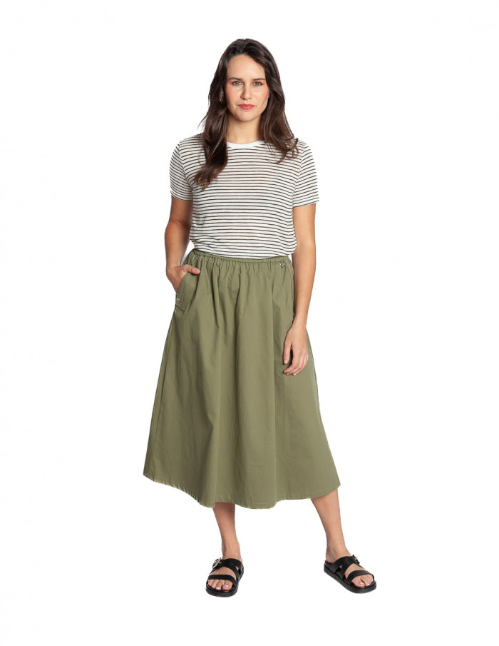 falda midi tecnica caqui cassiopee artlove sommes demode zaragoza
