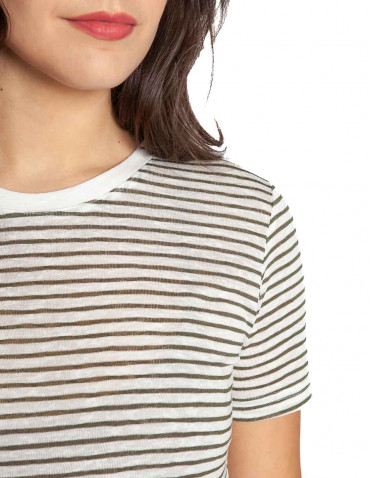 camiseta blanca rayas caqui lena artlove sommes demode zaragoza 2
