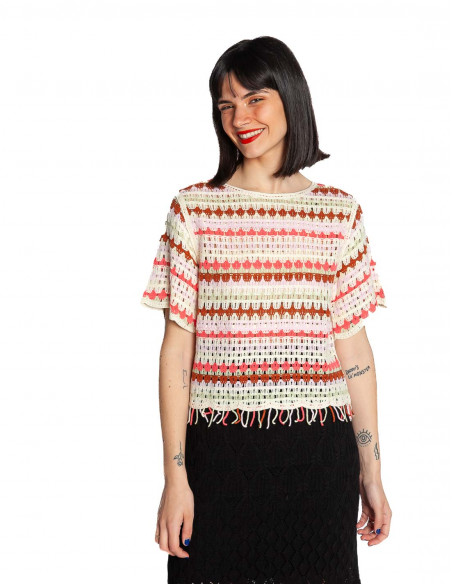 top crochet multicolor bandie ichi sommes demode zaragoza