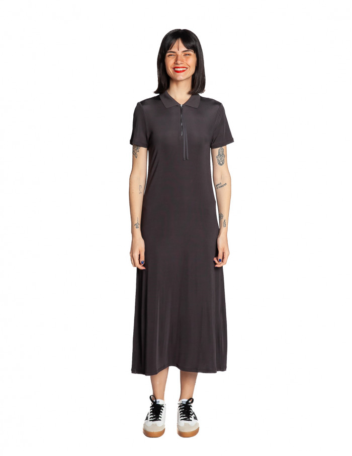 vestido midi cuello polo antracita yaya sommes demode zaragoza