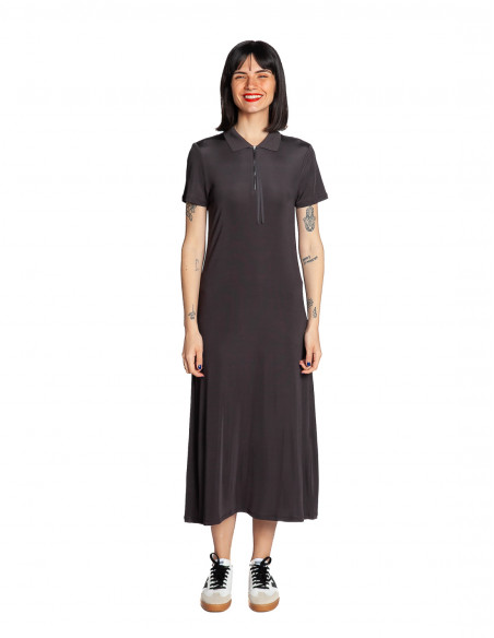 vestido midi cuello polo antracita yaya sommes demode zaragoza
