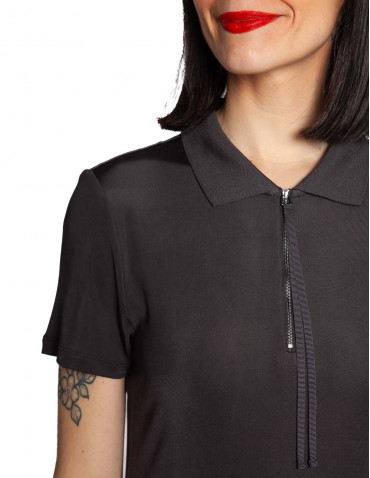 vestido midi cuello polo antracita yaya sommes demode zaragoza 2