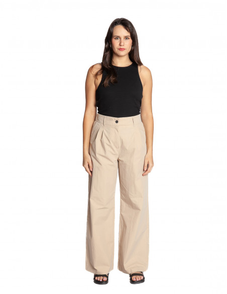 Pantalón largo algodón pinzas beige Yaya Sommes Demode Zaragoza