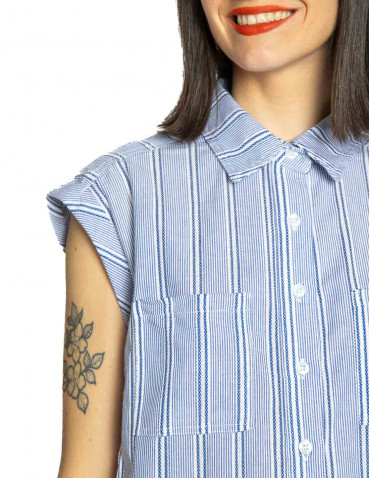 CAMISA AZUL RAYAS BORDADAS... 2