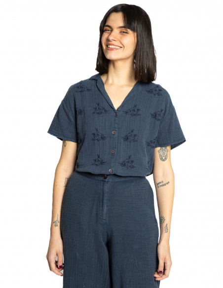 Blusa algodón muselina navy bordados Nice Things Sommes Demode Zaragoza