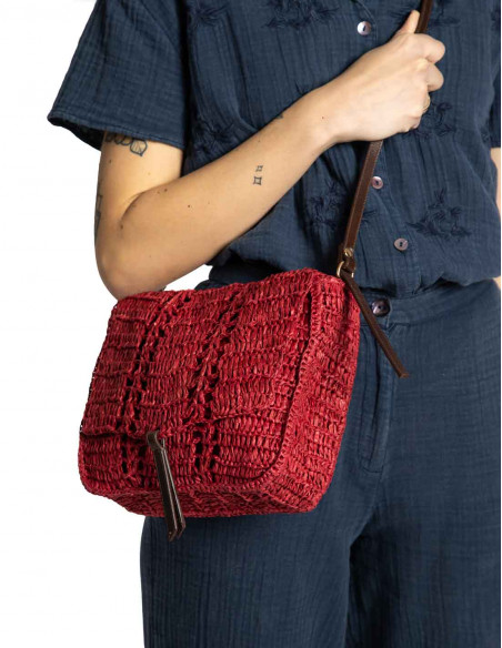 Bolso rafia trenzado granate Nice Things Sommes Demode Zaragoza