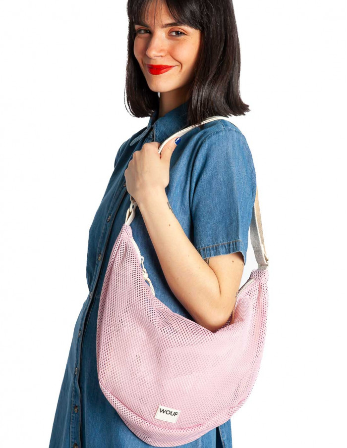 Maxi bolso rejilla rosa Blush Wouf Sommes Demode Zaragoza