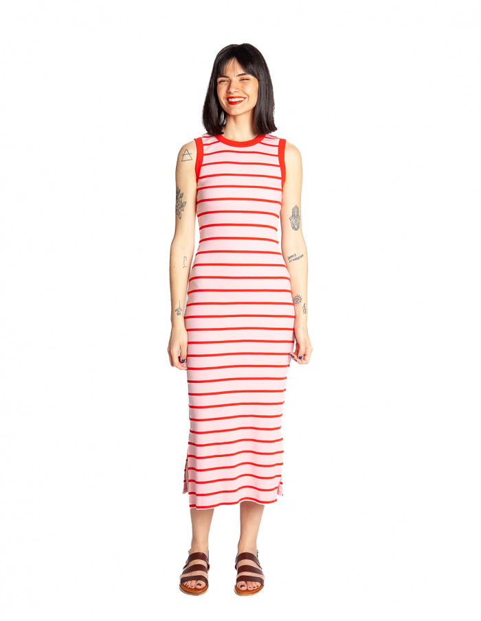 vestido canale rosa rayas rojas brittany sugarhill brighton sommes demode zaragoza
