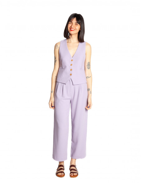 pantalon fluido pinzas lila fintan king louie sommes demode zaragoza