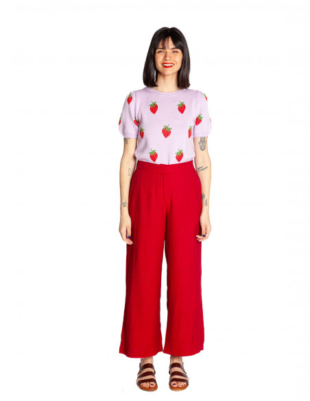pantalon rojo tejido rugoso nice things sommes demode zaragoza
