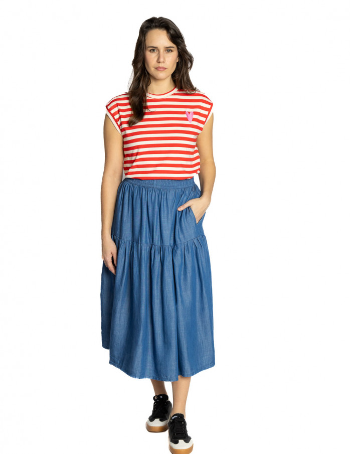 falda midi denim fluida compañia fantastica sommes demode zaragoza