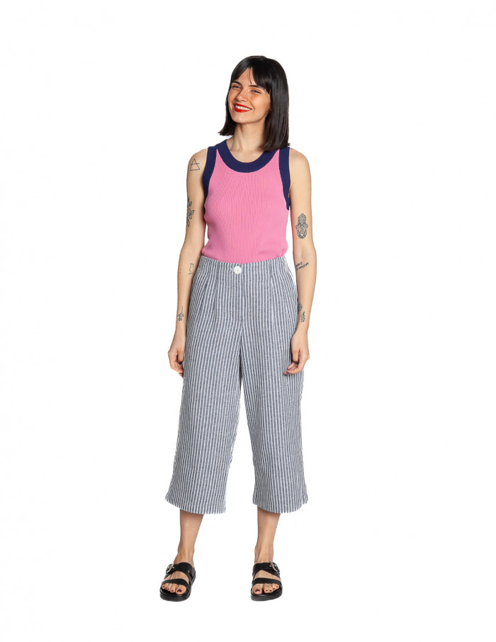 pantalon culotte navy rayas blancas pepa loves sommes demode zaragoza