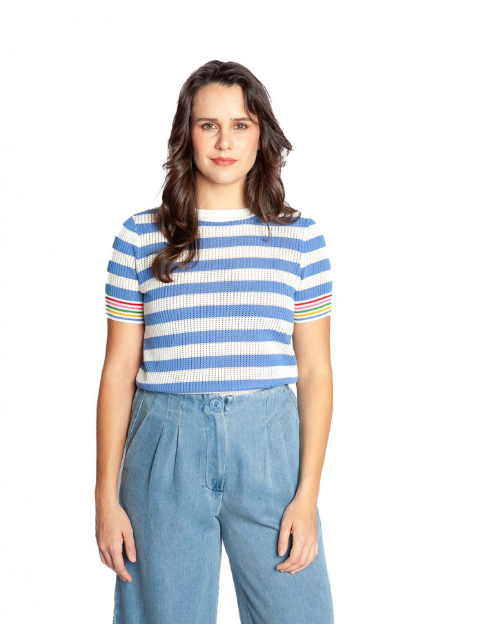 top punto calado rayas azules arden sugarhill sommes demode zaragoza
