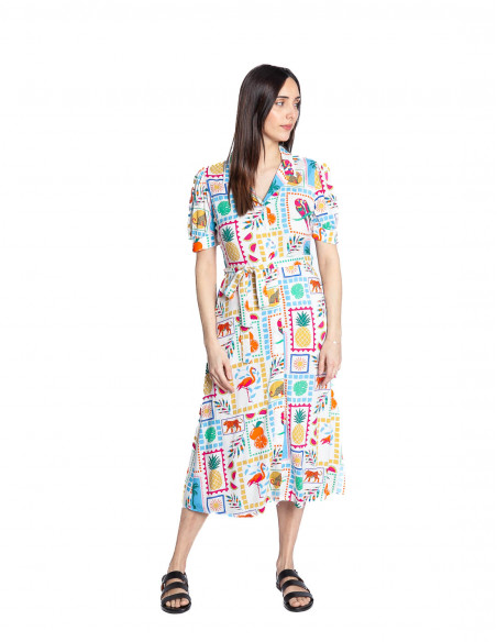 vestido blanco print jungla penelope sugarhill sommes demode zaragoza