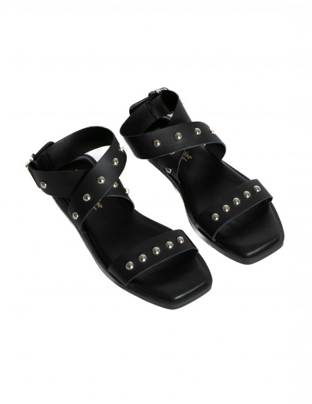 Sandalias negras con tachuelas plata Bryan stepwise Sommes Demode Zaragoza