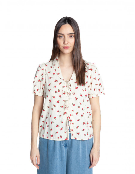 Blusa romántica flores con lazos Rosey Ichi Sommes Demode Zaragoza