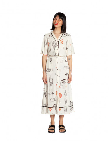 falda midi lino crudo estampado marino meisie sommes demode zaragoza