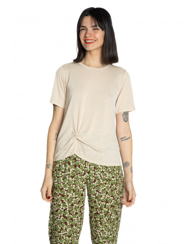 camiseta lyocell beige con nudo nice things sommes demode zaragoza