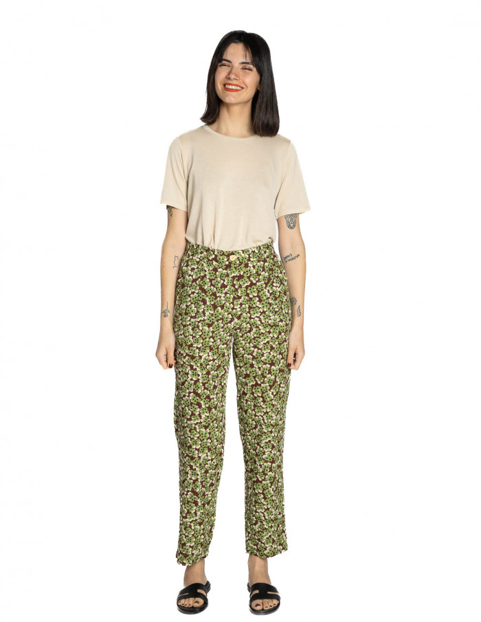 pantalon fluido marron treboles nice things sommes demode zaragoza