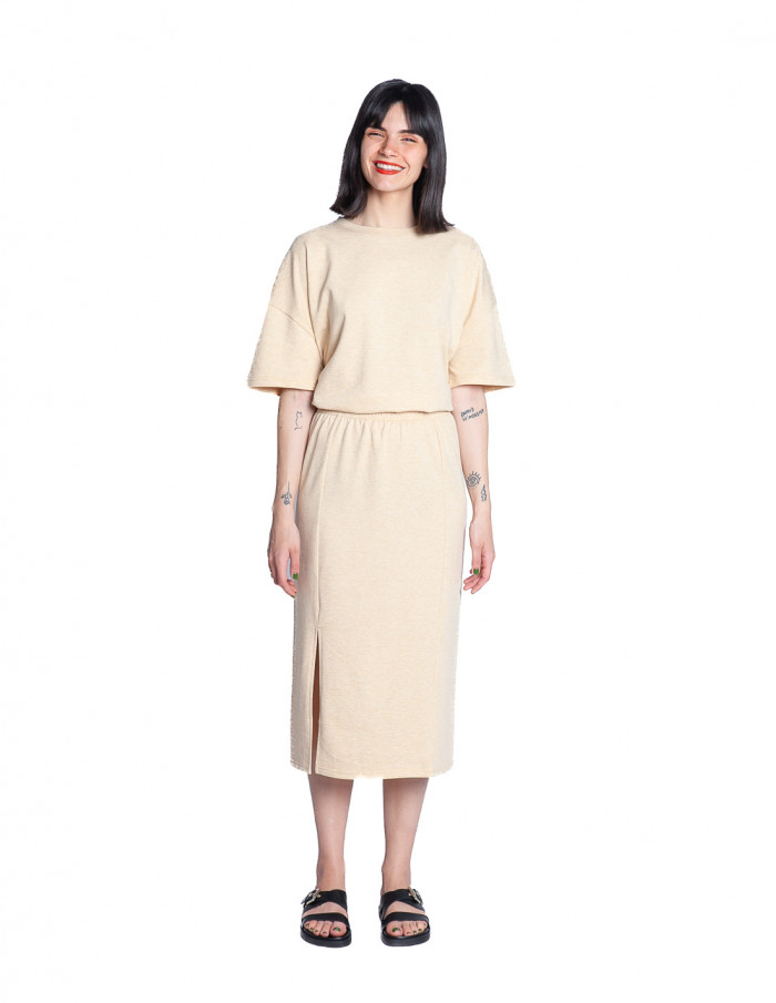 falda midi algodon color vainilla yaya sommes demode zaragoza