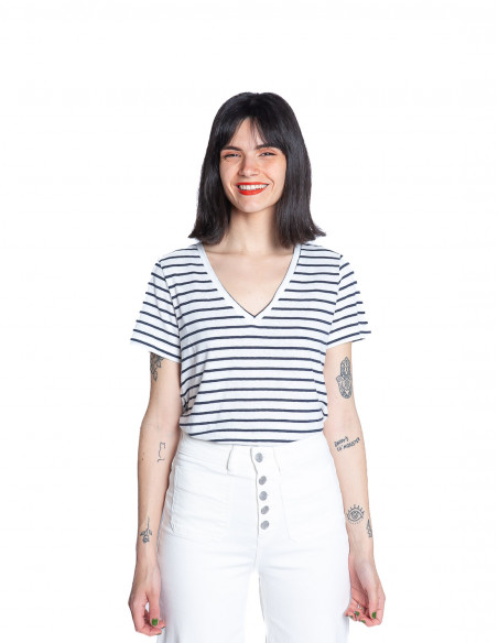 camiseta blanca rayas navy yulietta ichi sommes demode zaragoza