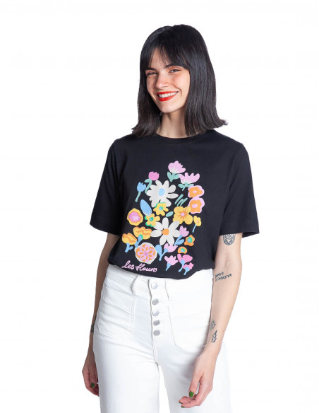 camiseta negra les fleurs vadstena dedicated sommes demode zaragoza