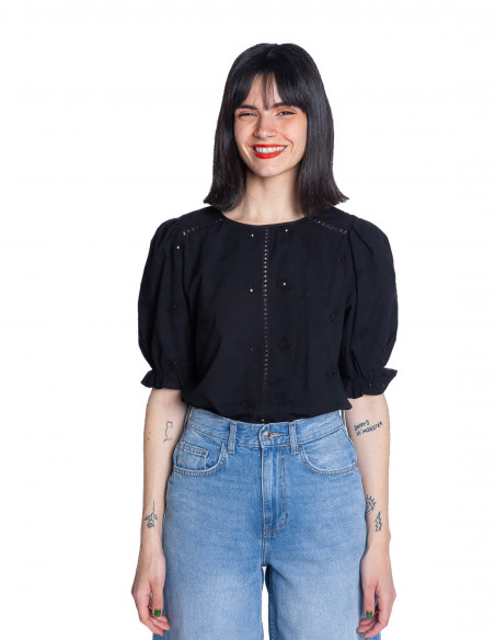 blusa negra troquelada jinni byoung sommes demode zaragoza