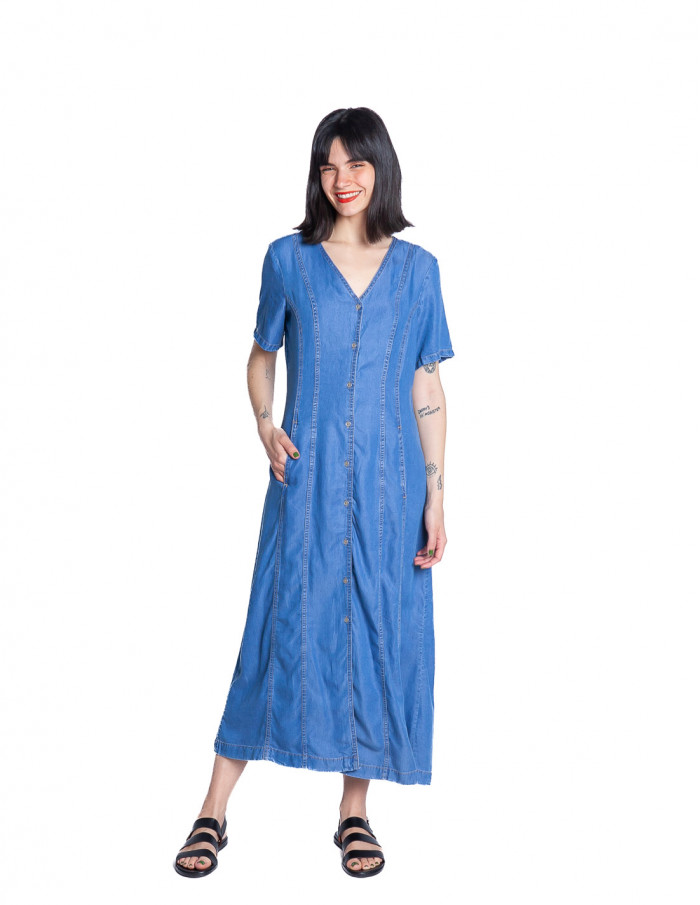 vestido camisero largo denim kosmo byoung sommes demode zaragoza