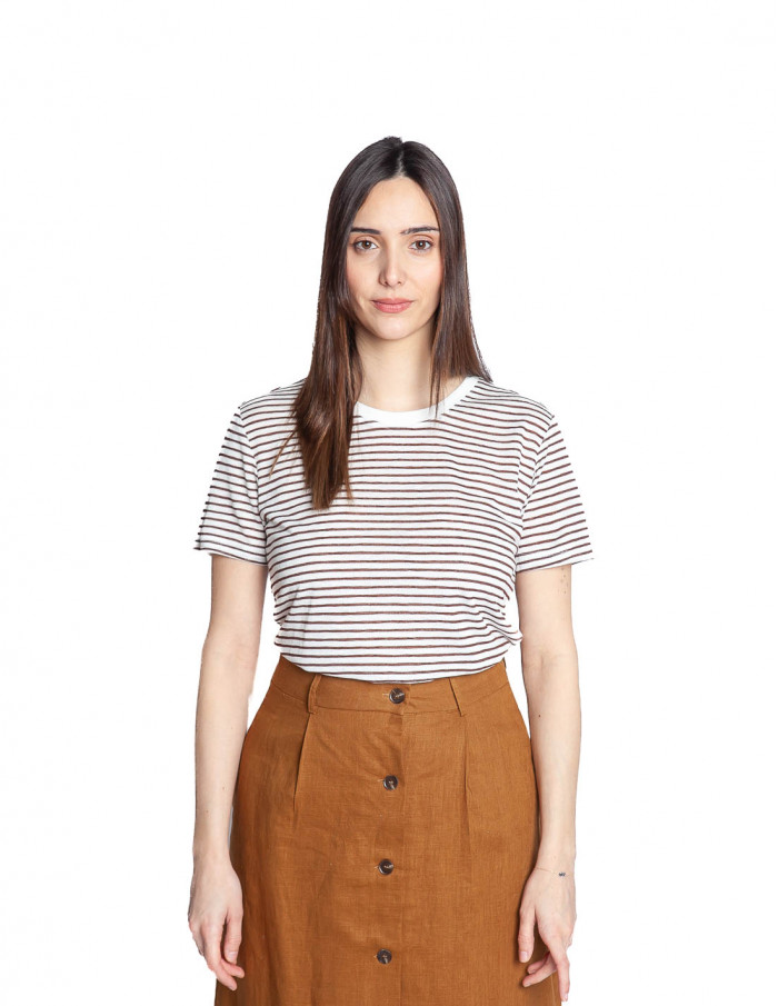 camiseta blanca rayas marrones lena artlove sommes demode zaragoza