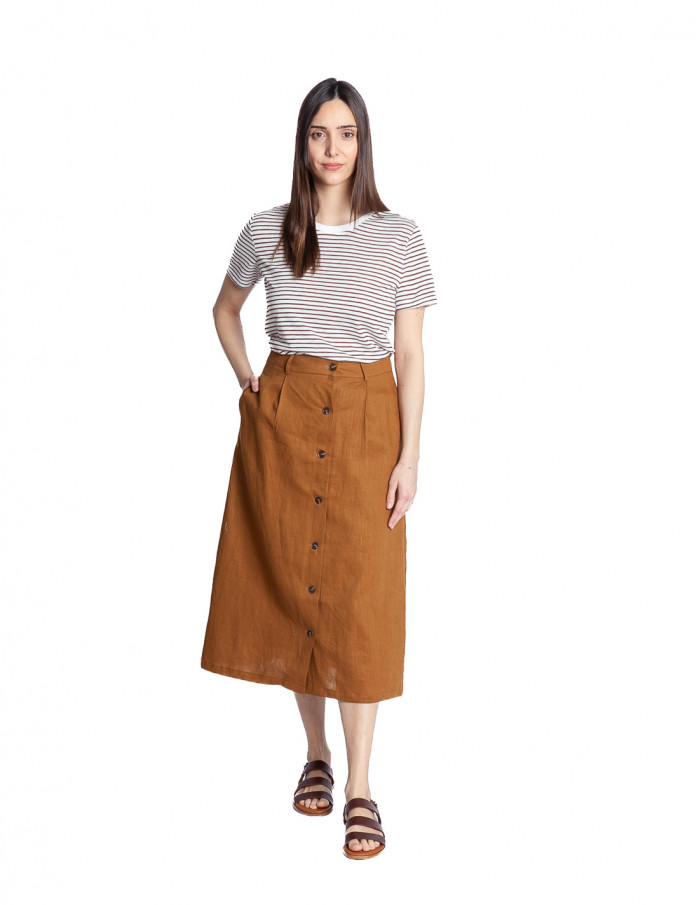 falda midi lino marron carly artlove sommes demode zaragoza
