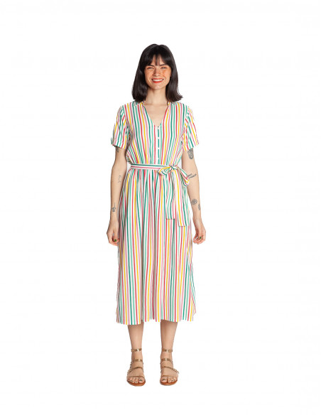 vestido midi camisero rayas de colores compañia fantastica sommes demode zaragoza