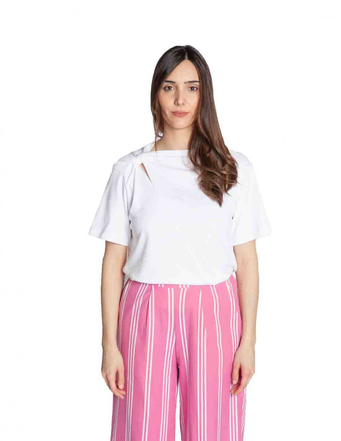camiseta algodon blanca detalle nudo yaya sommes demode zaragoza