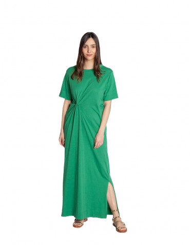 vestido largo detalle fruncido verde ovula sommes demode zaragoza