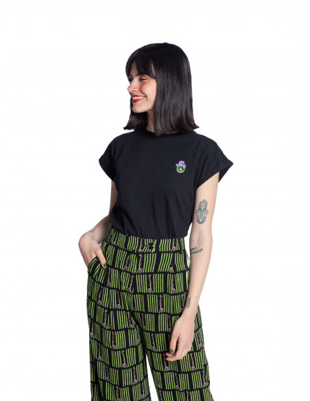 camiseta negra bordado paz visby dedicated sommes demode zaragoza