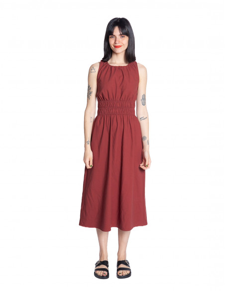 vestido lino escote espalda marron wild pony sommes demode zaragoza