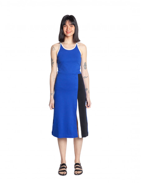 falda midi azul diseño tricolor baiza skfk sommes demode zaragoza