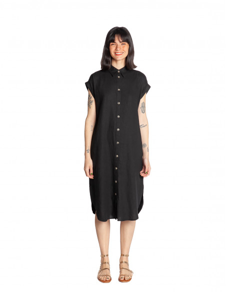 Vestido lino camisero negro Falakka Byoung Sommes Demode Zaragoza