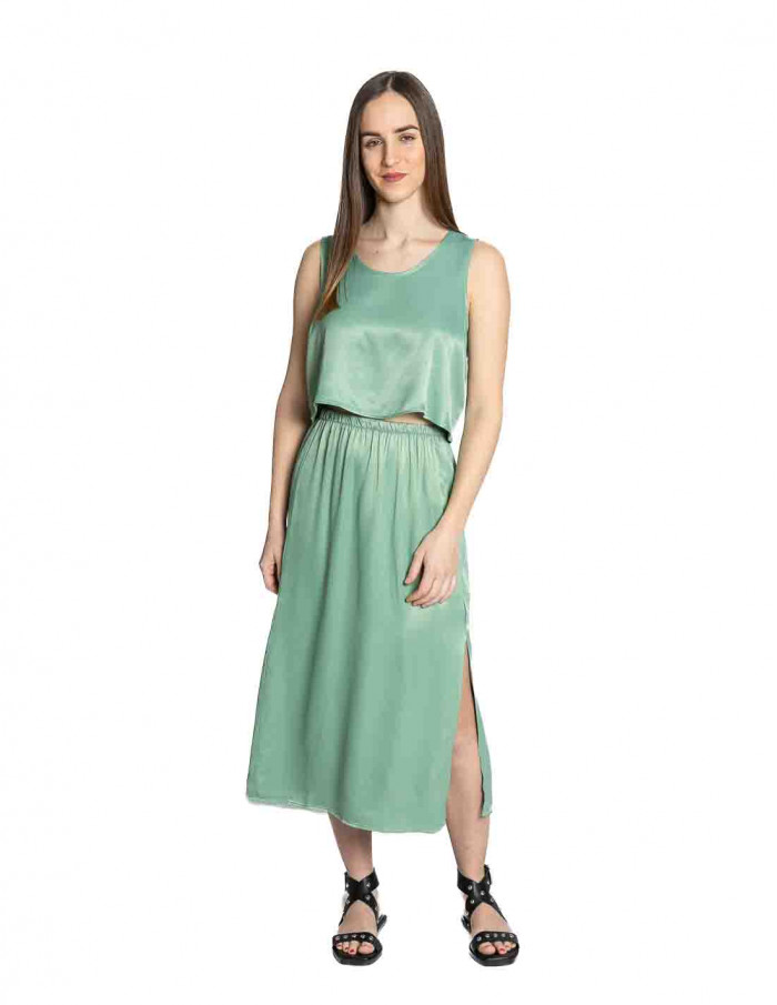 falda midi satinada menta unyl american vintage sommes demode zaragoza