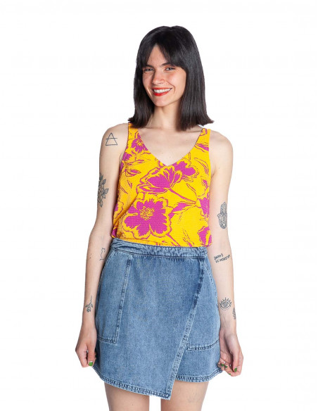 top tirantes amarillo flores rosas nuwika cks sommes demode zaragoza