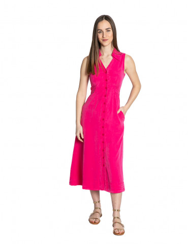 vestido midi camisero lyocell rosa wild pony sommes demode zaragoza
