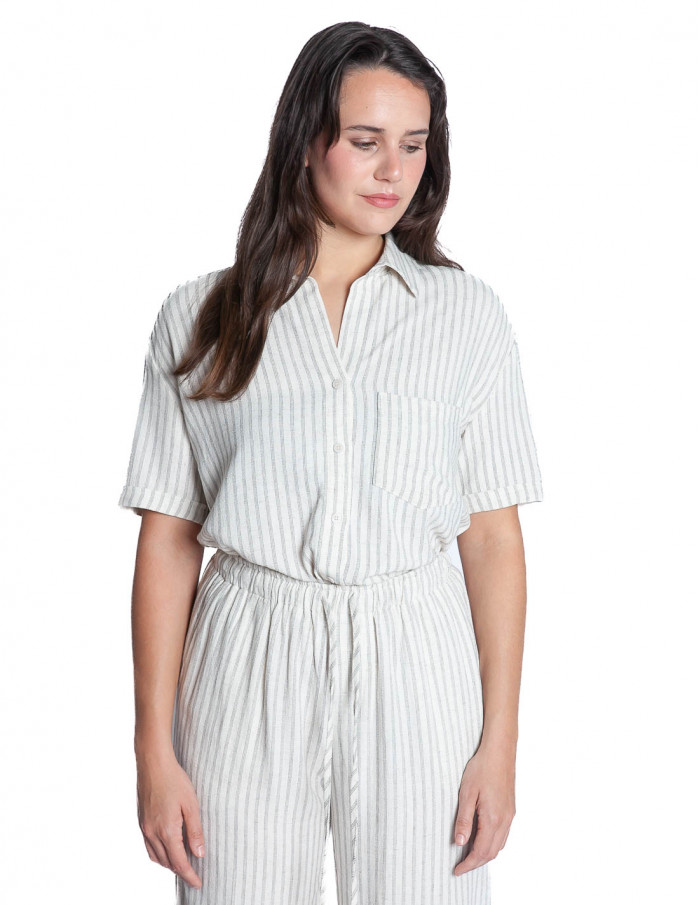 Camisa lino color crudo rayas Rhum Grace and Mila Sommes Demode Zaragoza