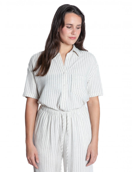 Camisa lino color crudo rayas Rhum Grace and Mila Sommes Demode Zaragoza
