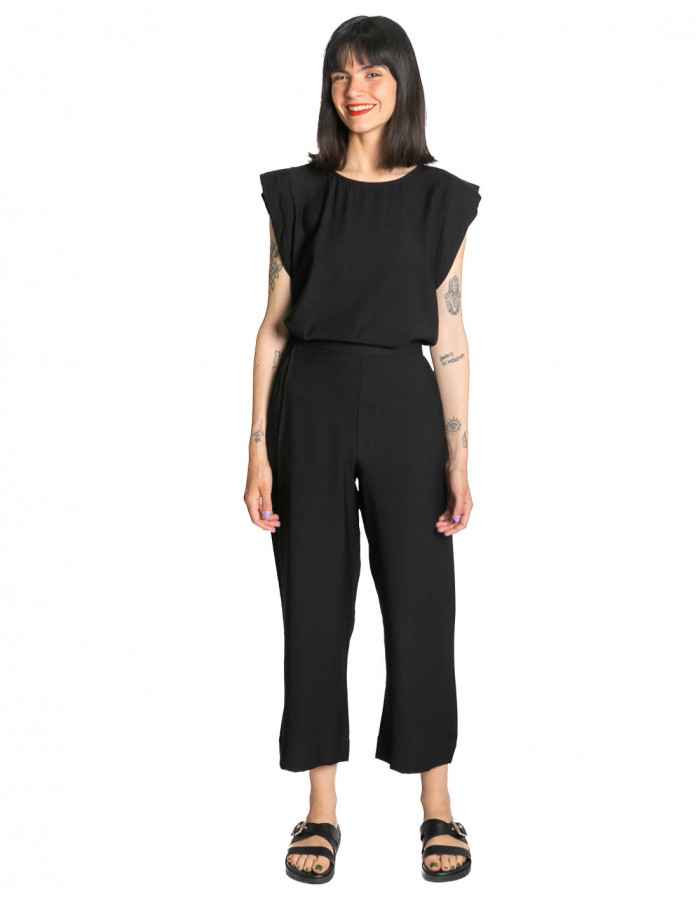 pantalon fluido corte recto negro pan sommes demode zaragoza