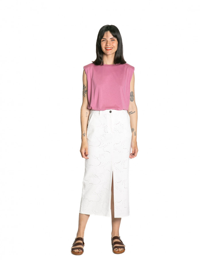falda midi detalles calados blanca skipper cks sommes demode zaragoza