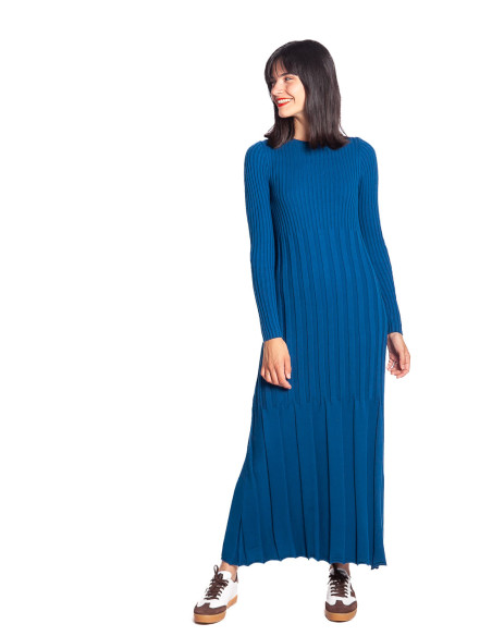Vestido largo punto azul bedia skfk sommes demode zaragoza
