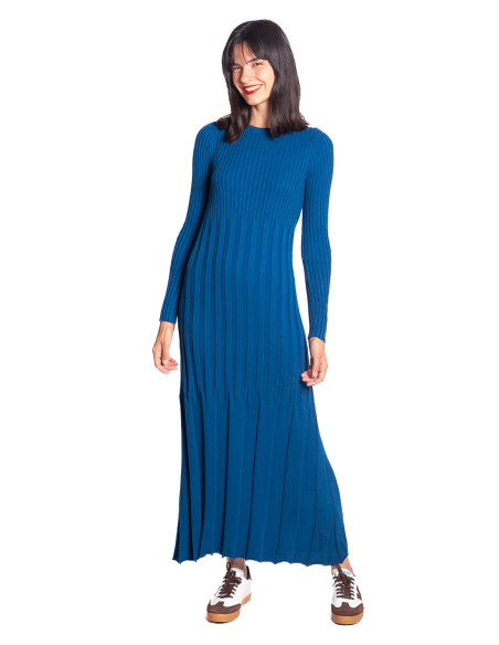 Vestido largo punto azul bedia skfk sommes demode zaragoza