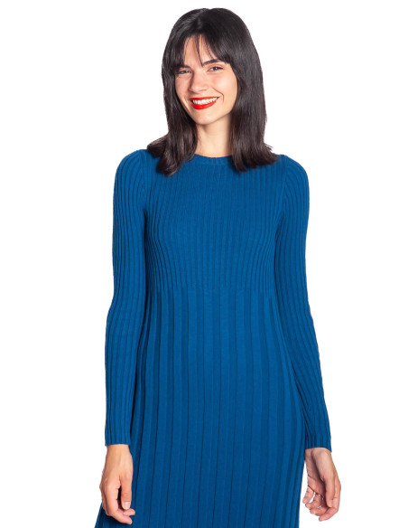 Vestido largo punto azul bedia skfk sommes demode zaragoza