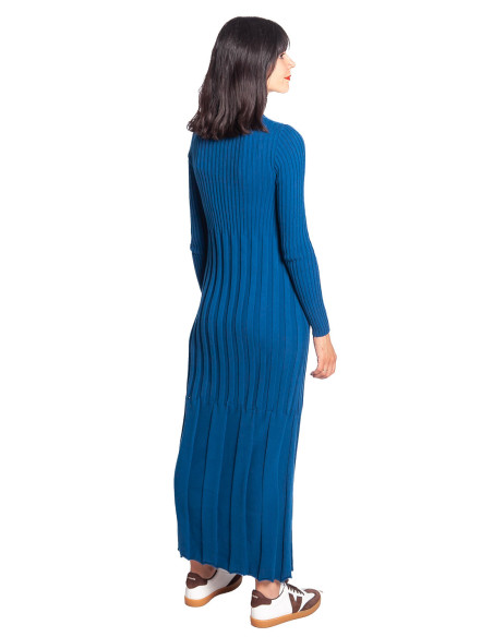 Vestido largo punto azul bedia skfk sommes demode zaragoza