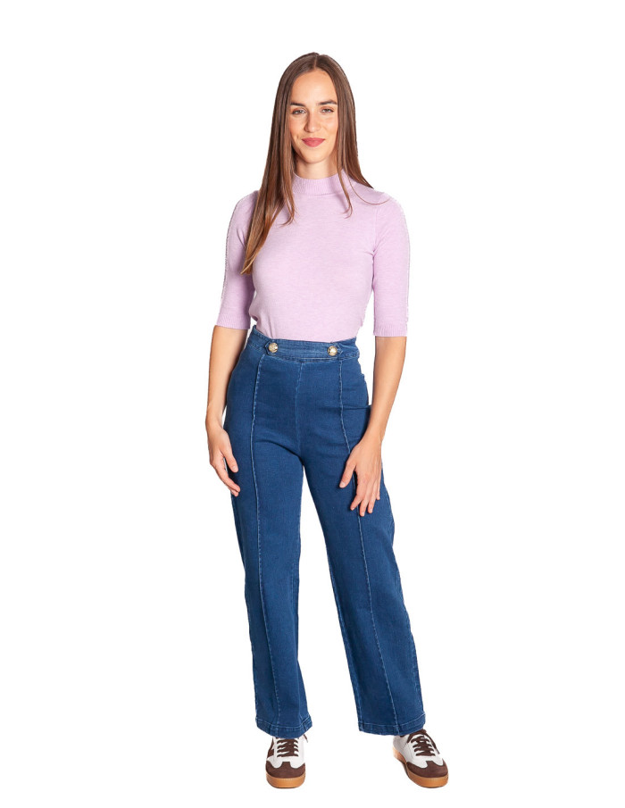 Jeans azules botones dorados meisie sommes demode zaragoza.